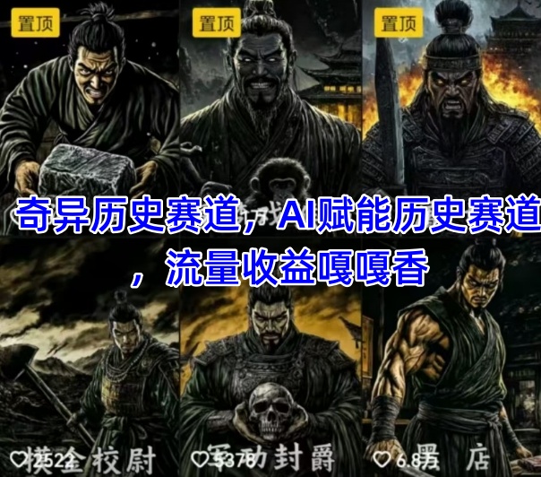 抖音奇异历史赛道,AI赋能历史赛道,流量收益嘎嘎香,狂撸伙伴计划好项目网-专注分享网络创业项目落地实操课程 – 全网首发_高质量创业项目输出好项目网