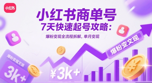 小红书商单号7天快速起号攻略：爆粉变现全流程拆解，单月变现3k+好项目网-专注分享网络创业项目落地实操课程 – 全网首发_高质量创业项目输出好项目网