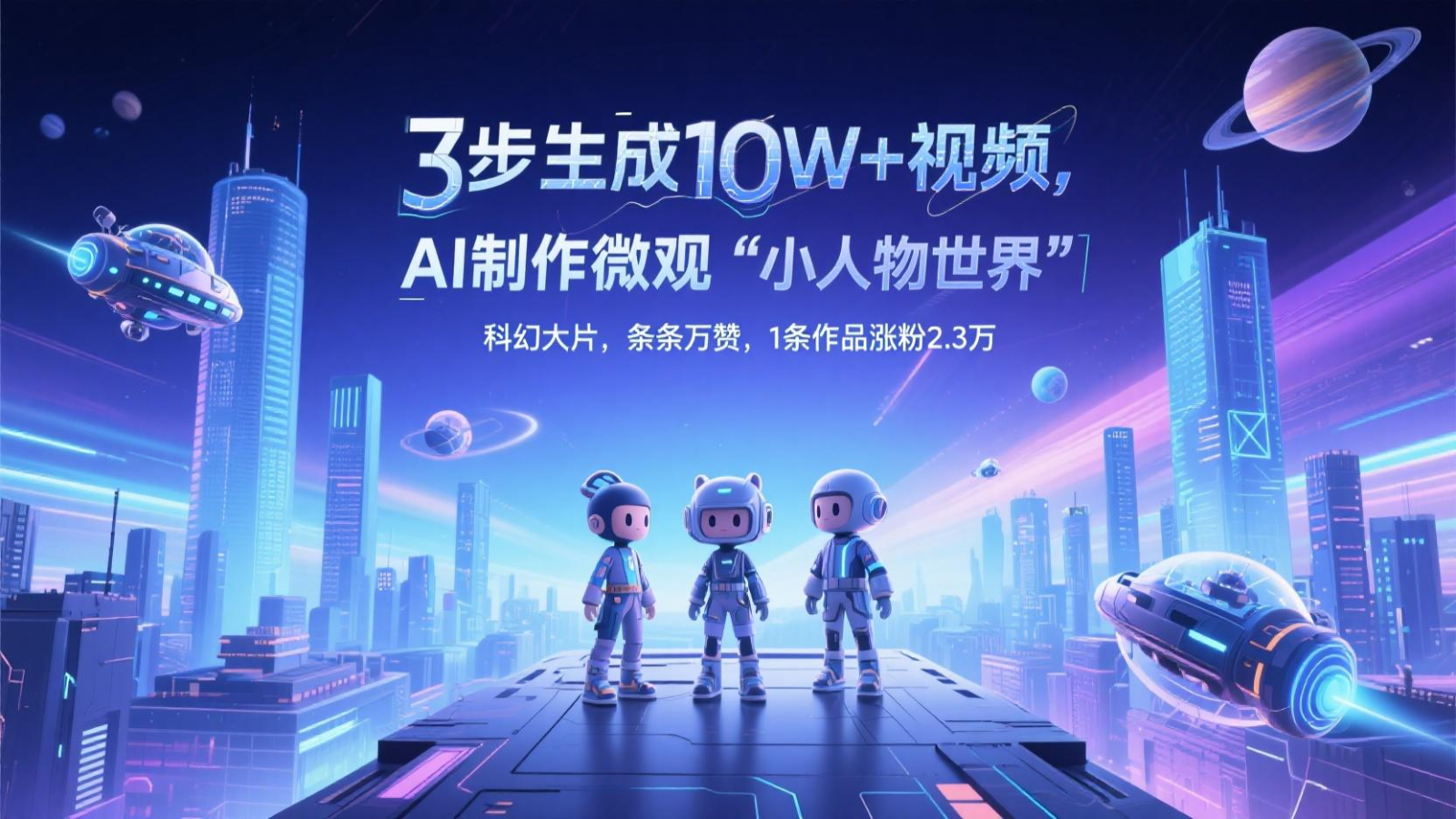 三步生成10W+视频,AI制作微观“小人物世界”科幻大片,条条万赞,1条作品涨粉2.3万好项目网-专注分享网络创业项目落地实操课程 – 全网首发_高质量创业项目输出好项目网