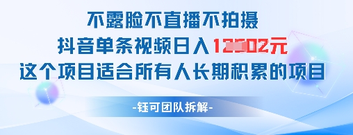 不露脸不直播不拍摄抖音单条视频日入1k+这个项目适合所有人长期积累的项目好项目网-专注分享网络创业项目落地实操课程 – 全网首发_高质量创业项目输出好项目网