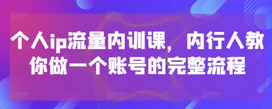 个人ip流量内训课，内行人教你做一个账号的完整流程好项目网-专注分享网络创业项目落地实操课程 – 全网首发_高质量创业项目输出好项目网