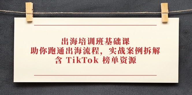 出海培训班基础课,助你跑通出海流程,实战案例拆解,含 TikTok 榜单资源好项目网-专注分享网络创业项目落地实操课程 – 全网首发_高质量创业项目输出好项目网